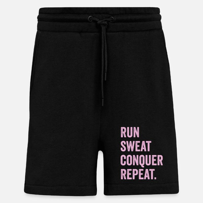 Run. Sweat. Conquer. Repeat. - Shorts - made by SPREAD - SOLID BLACK