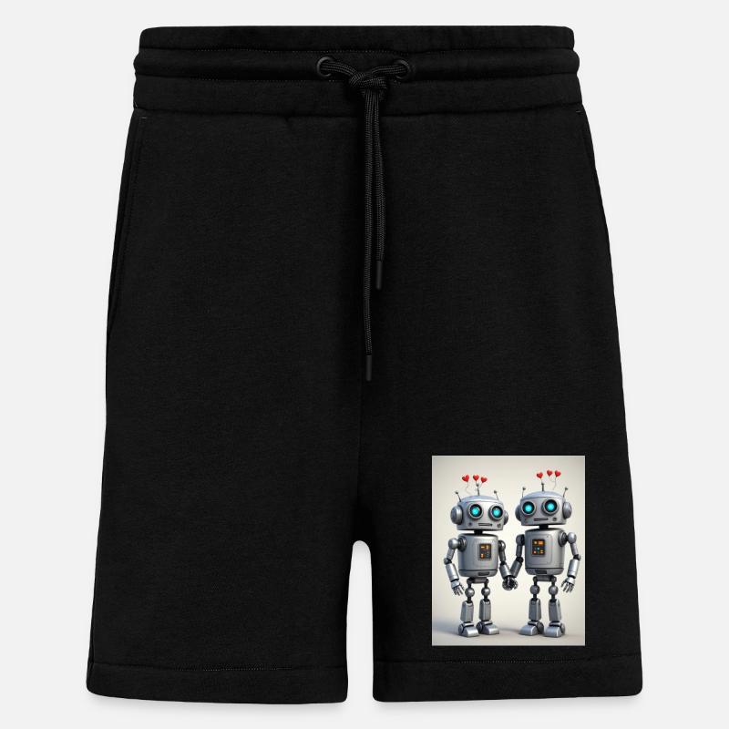Couple de robots - Short bio décontracté fabriqué en UE - SOLID BLACK