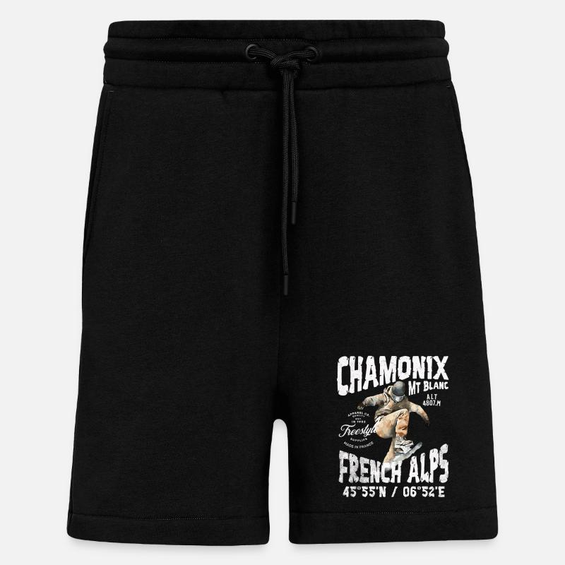 Skateboarding Chamonix Mont Blanc - Shorts - made by SPREAD - SOLID BLACK
