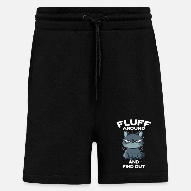 Peluche autour et découvre le chat - Short bio décontracté fabriqué en UE - SOLID BLACK
