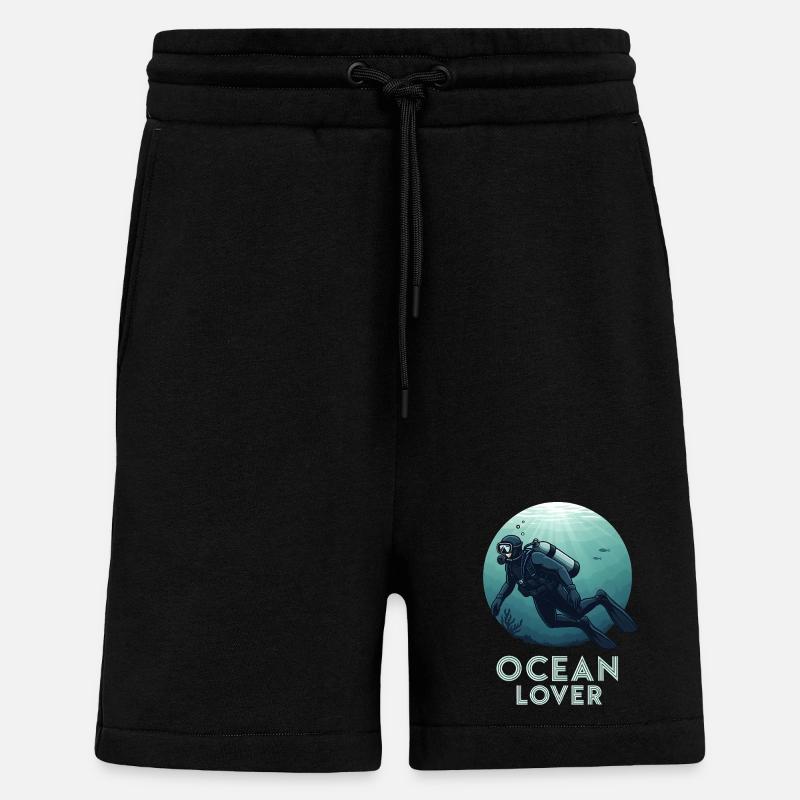 Ocean Lover Diver - Shorts - made by SPREAD - SOLID BLACK