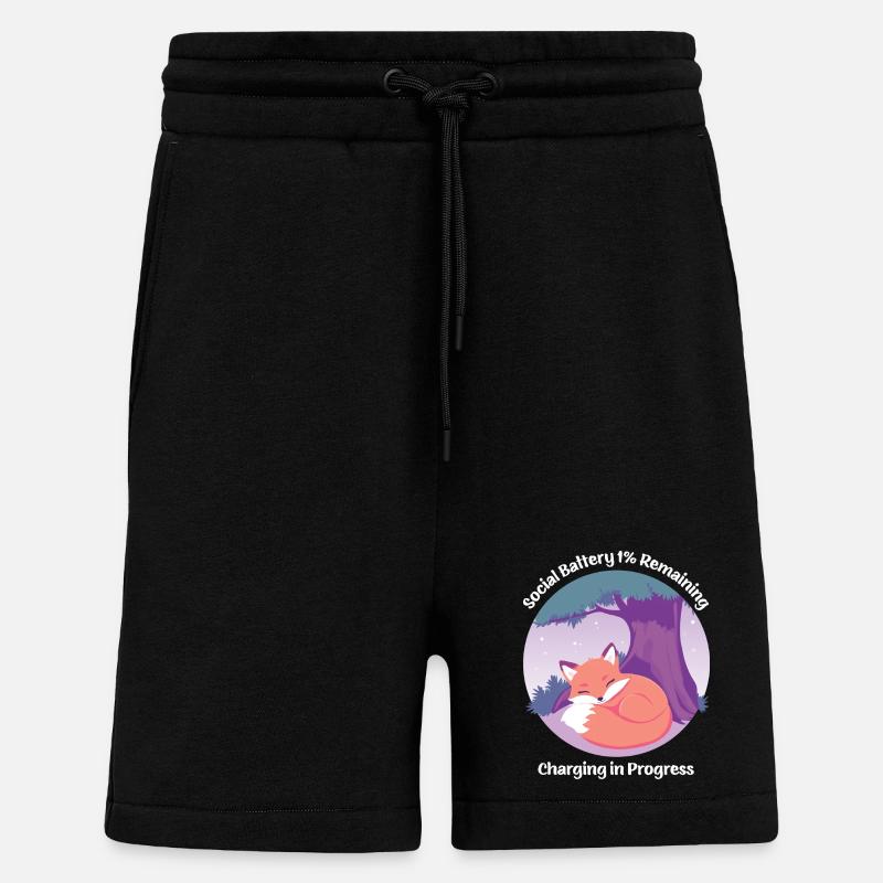 Cute fox with tree - Shorts - made by SPREAD - SOLID BLACK
