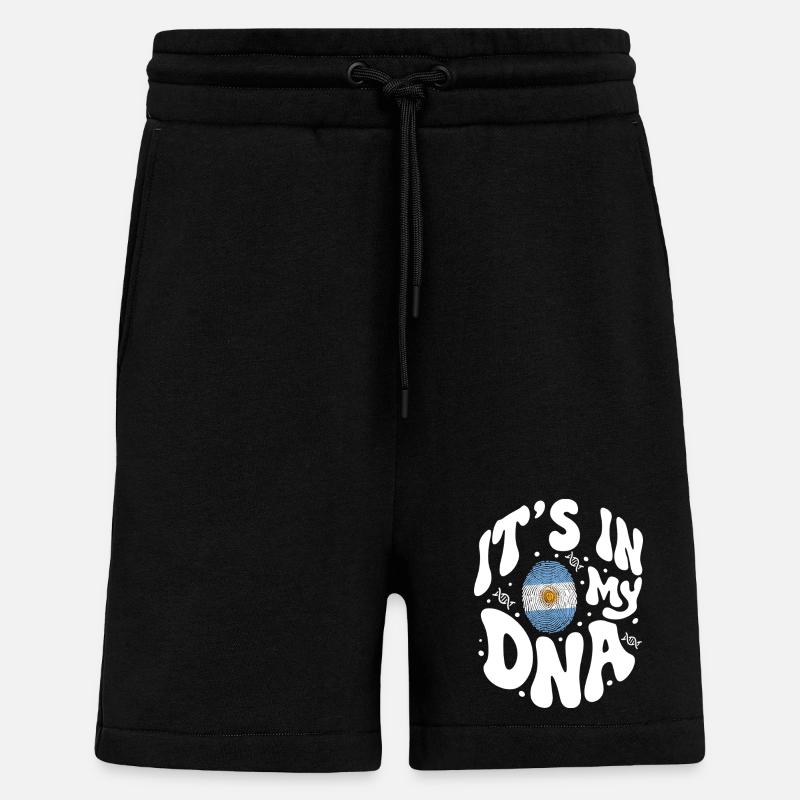 ADN argentin Drapeau argentin Hispanique - Short bio décontracté fabriqué en UE - SOLID BLACK