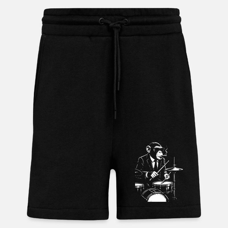 Jazz Monkey playing the Drums - Shorts - made by SPREAD - SOLID BLACK