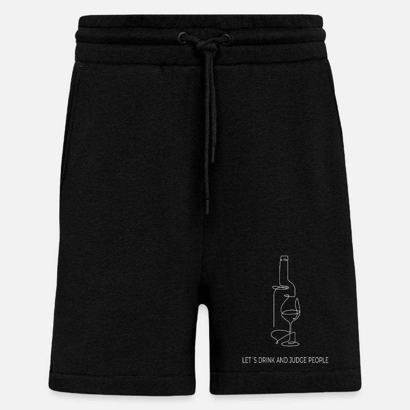 Drinks & Judging – One Line Art - Shorts - made by SPREAD - SOLID BLACK