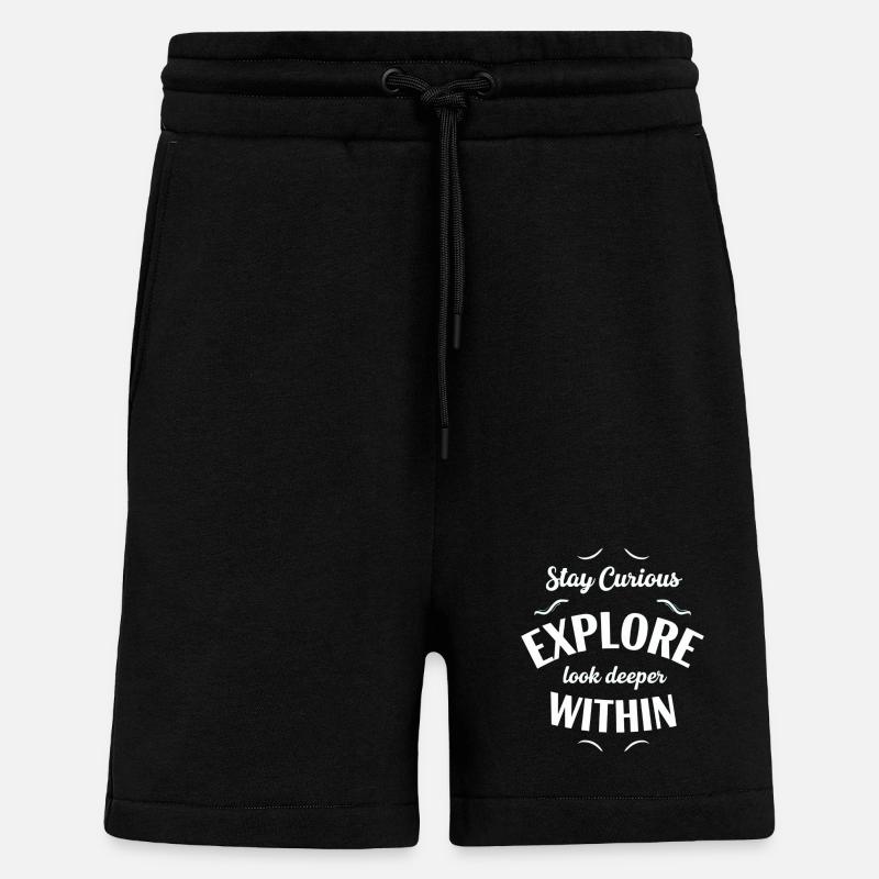 Explore Interior Stay Curious - Shorts - made by SPREAD - SOLID BLACK