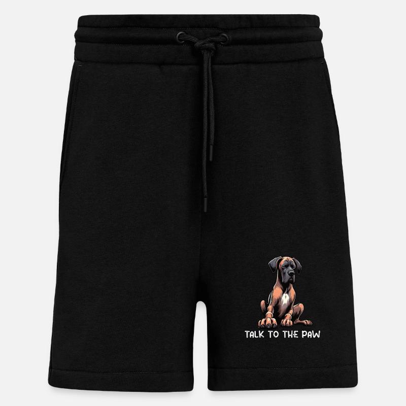 Parle au Paw Great Dane - Short bio décontracté fabriqué en UE - SOLID BLACK