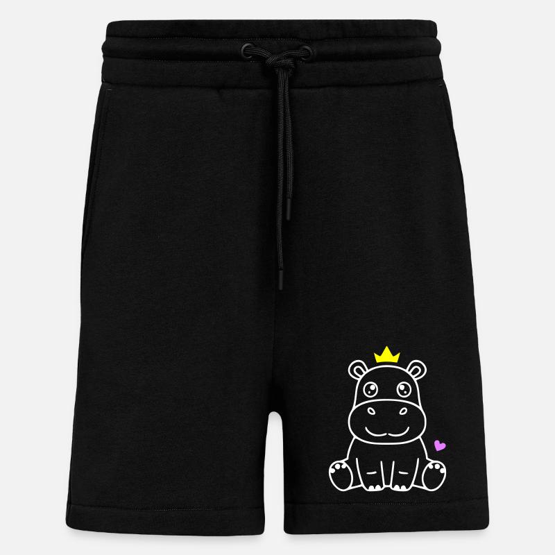 Nilpferd mit Krone Prinz Prinzessin - Shorts - made by SPREAD - SOLID BLACK