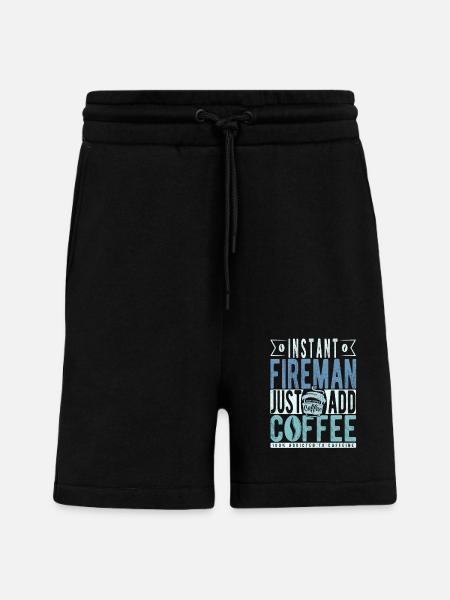 Instant Fireman Just Add Coffee - Shorts - made by SPREAD - SOLID BLACK
