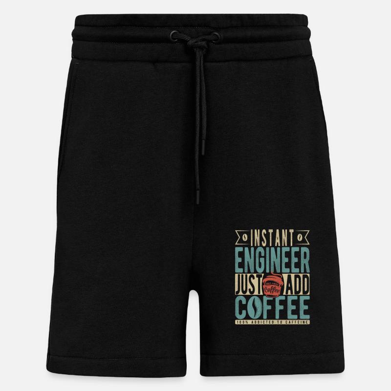 Instant Engineer Just Add Coffee - Shorts - made by SPREAD - SOLID BLACK