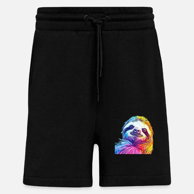 Bunter Faultierkopf im Regenbogenstil - Shorts - made by SPREAD - SOLID BLACK