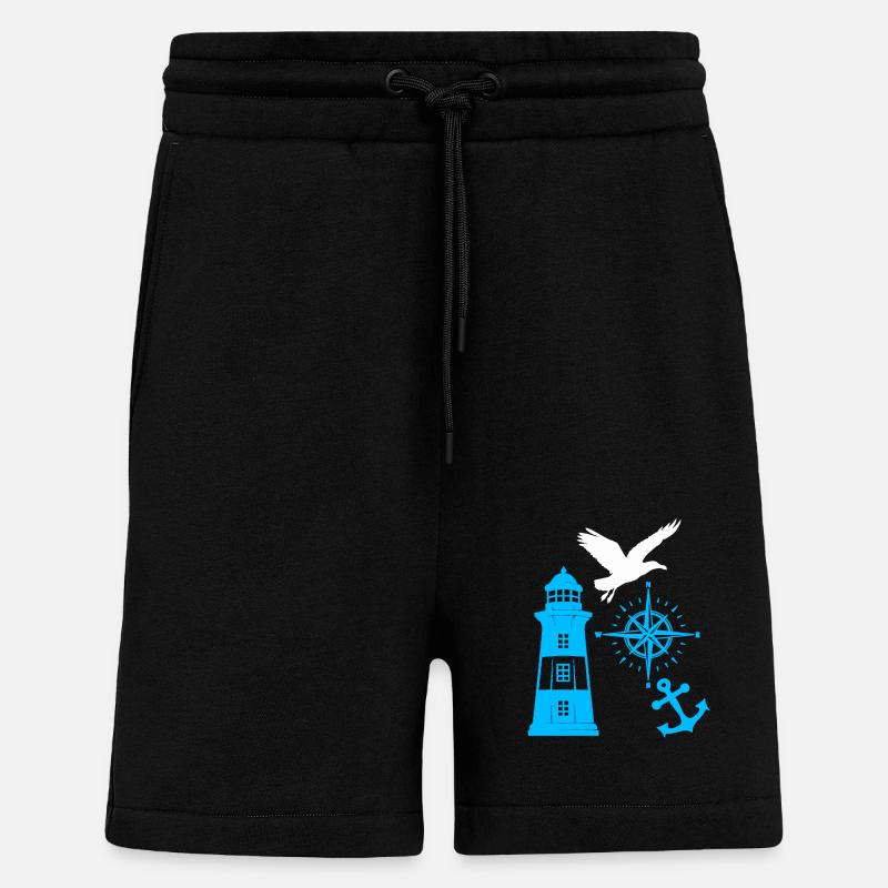 Maritime Lighthouse Compass Lighthouses Seagulls - Shorts - made by SPREAD - SOLID BLACK