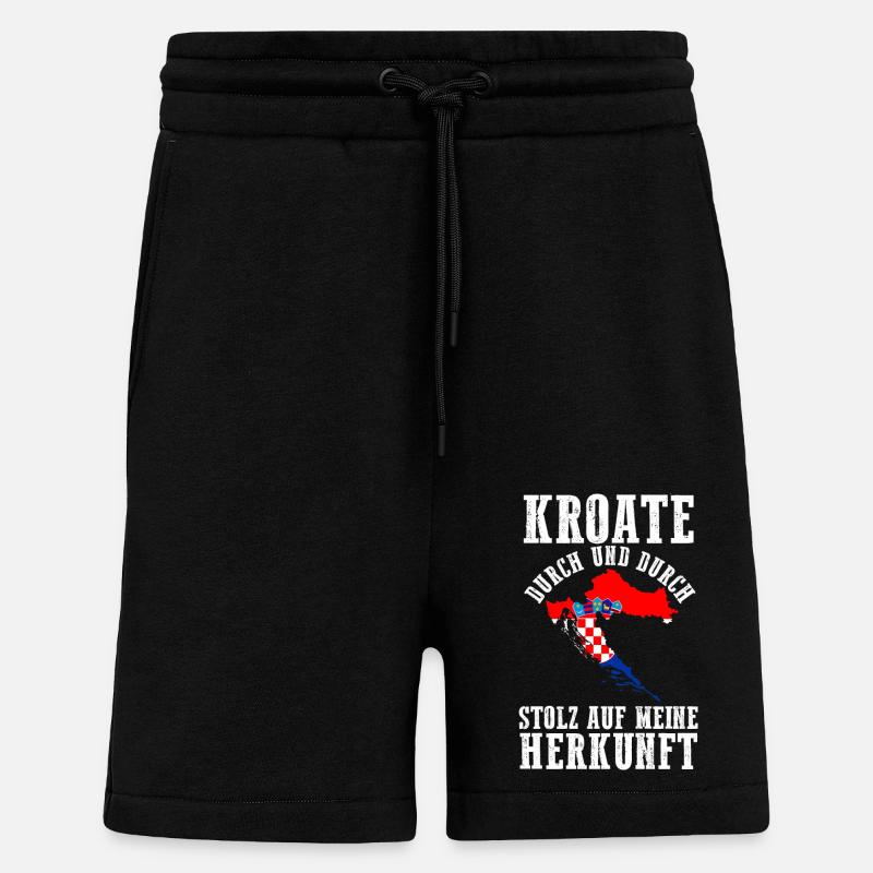 Croate Croate Croatie - Short bio décontracté fabriqué en UE - SOLID BLACK