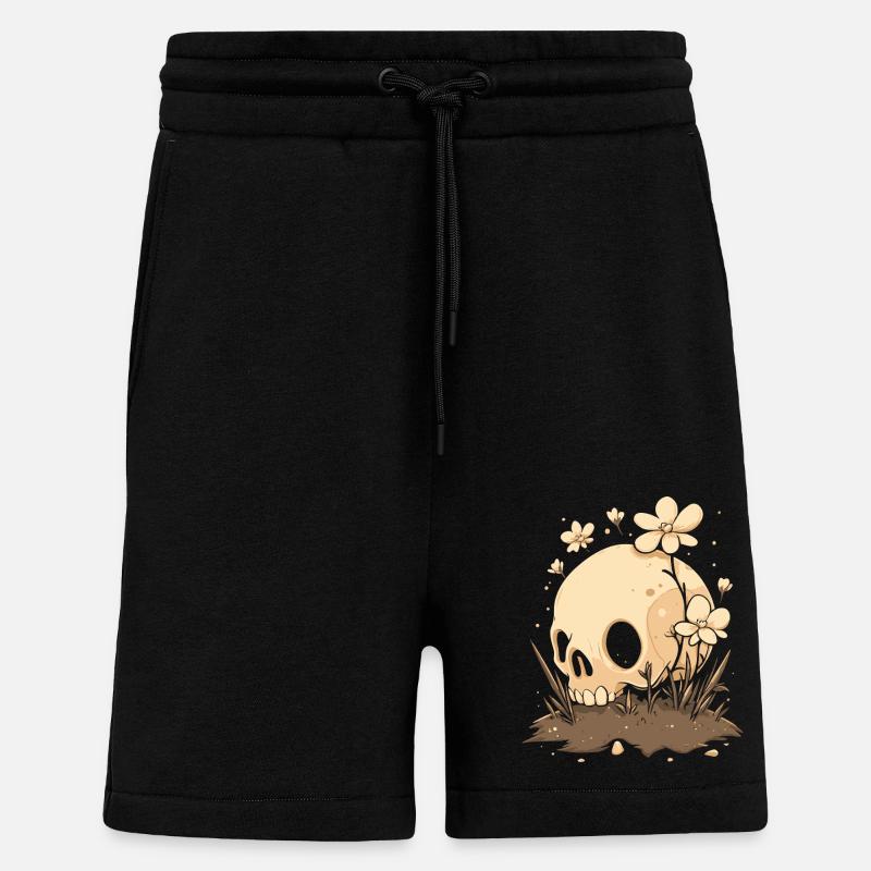 Mignon crâne avec prairie fleurie - Short bio décontracté fabriqué en UE - SOLID BLACK