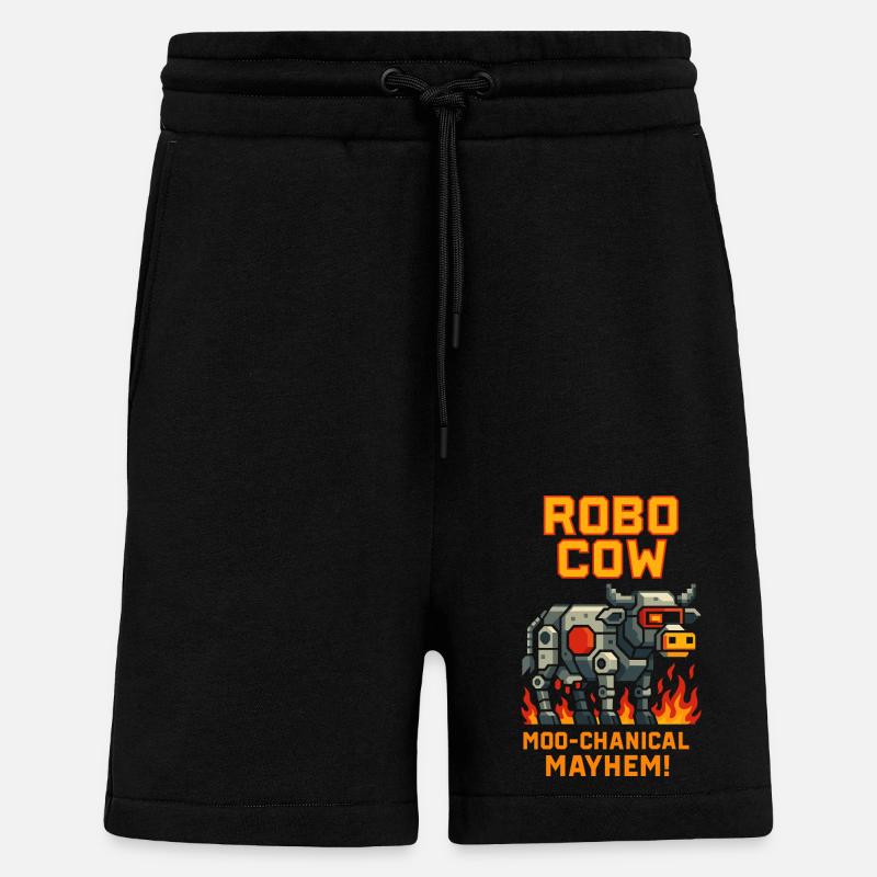 Robo Vache Moo-chanical Mayhem Pixel - Short bio décontracté fabriqué en UE - SOLID BLACK