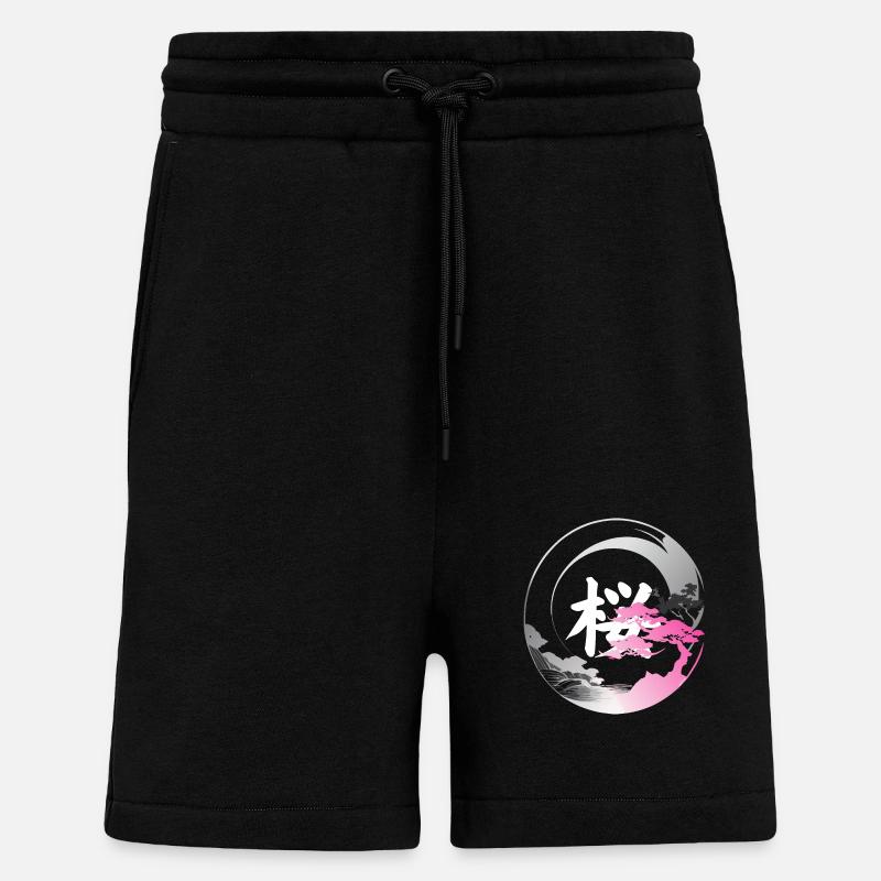 Japon modern enso rose - Short bio décontracté fabriqué en UE - SOLID BLACK