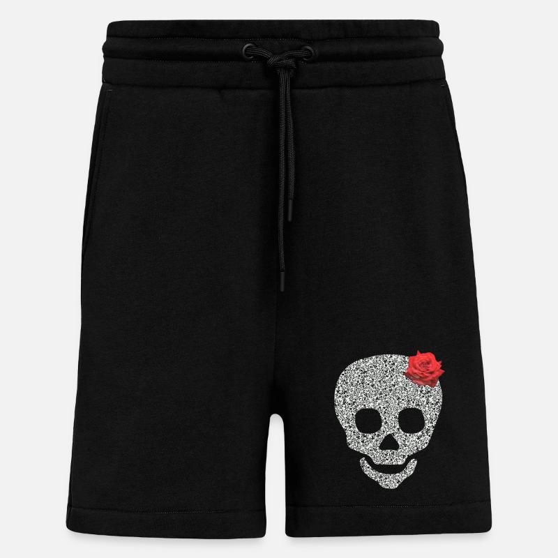 Schädel mit Rose - Shorts - made by SPREAD - SOLID BLACK