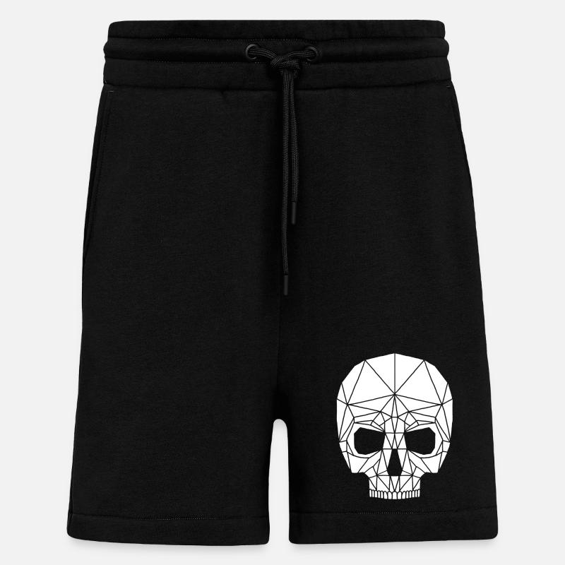 White robotic skull - Shorts - made by SPREAD - SOLID BLACK