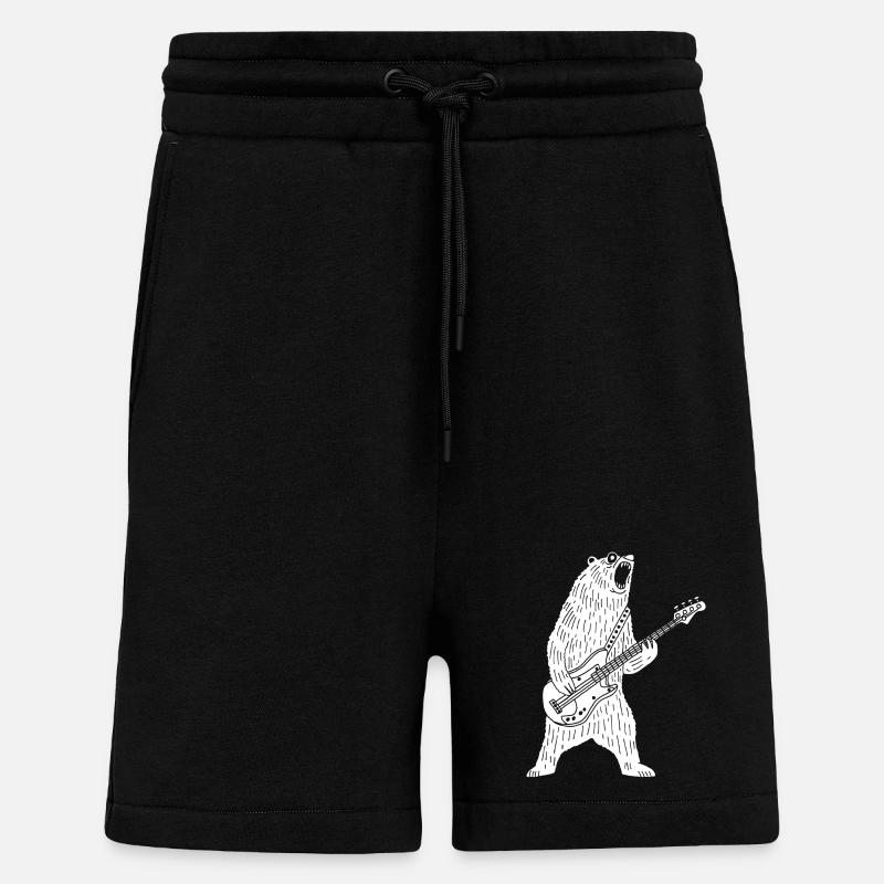 Ours blanc guitariste - Short bio décontracté fabriqué en UE - SOLID BLACK