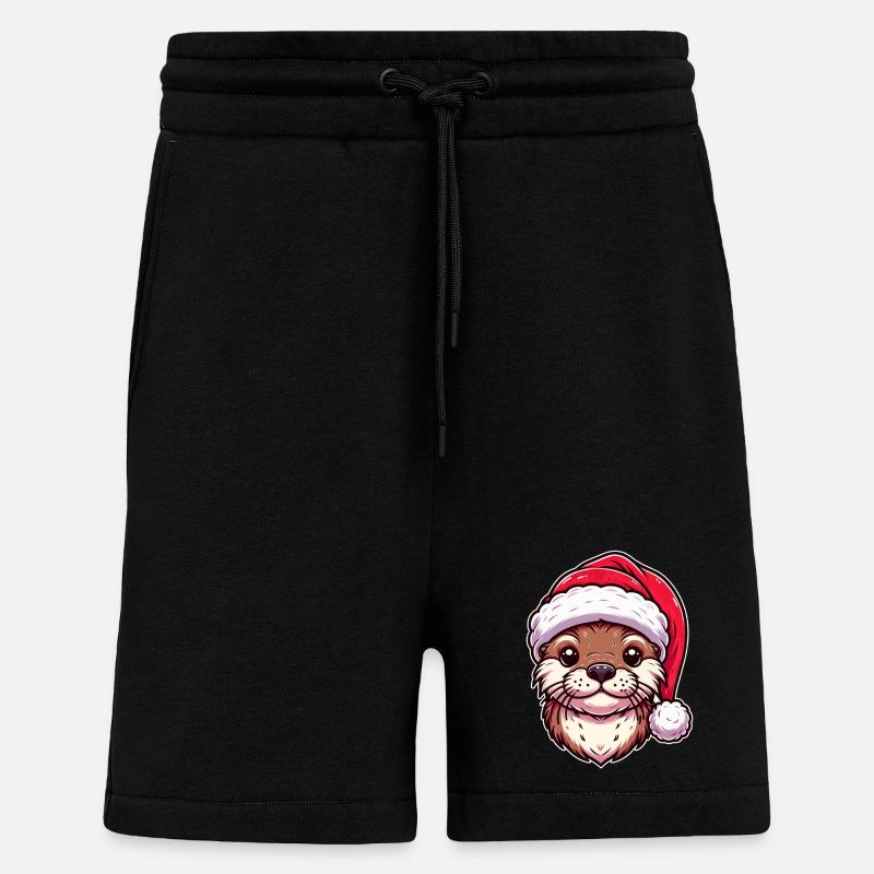 Christmas Otter Magic - Festive Design - Shorts - made by SPREAD - SOLID BLACK