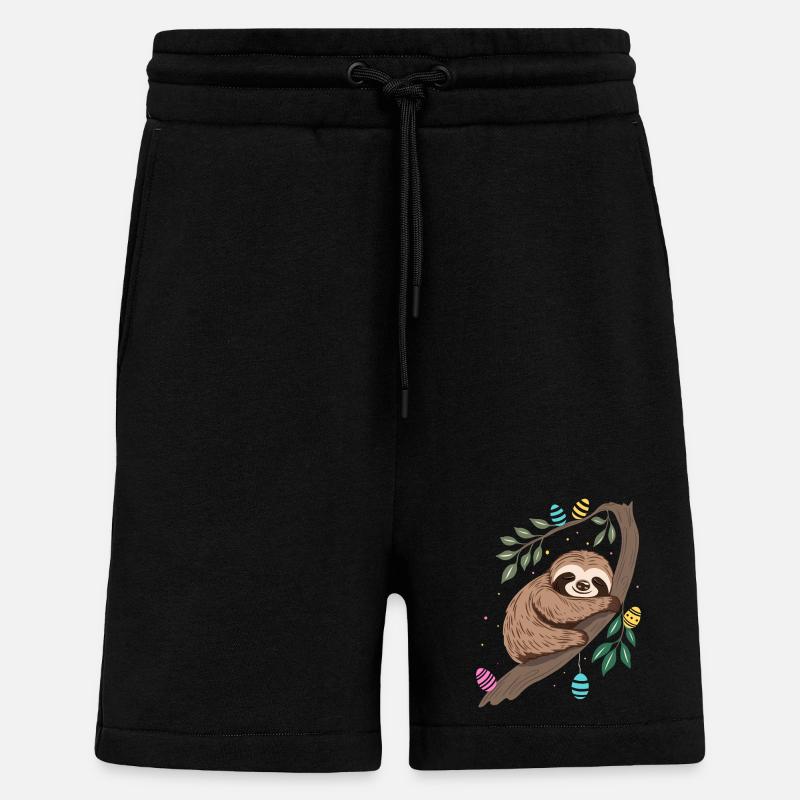 Easter Sloth with Easter Eggs - Shorts - made by SPREAD - SOLID BLACK