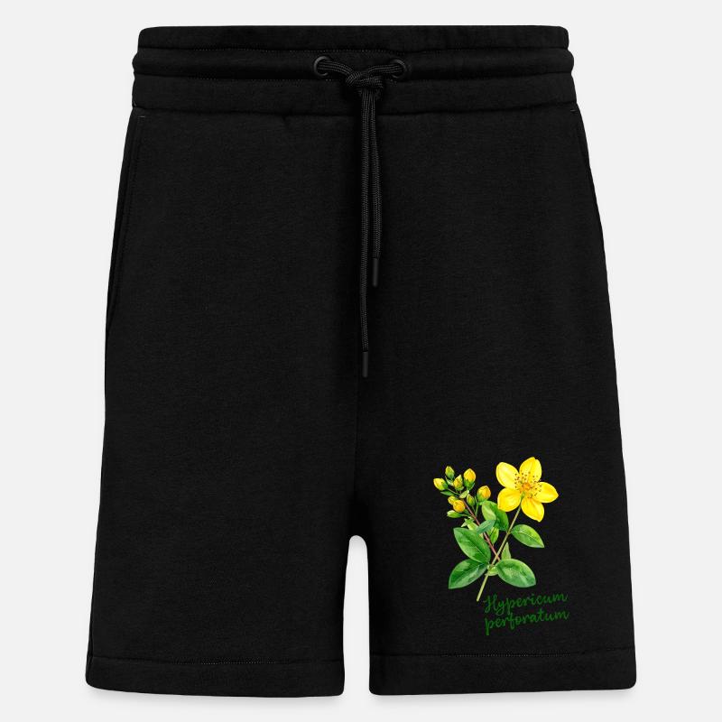 Hypericum perforatum - botanical illustration - Shorts - made by SPREAD - SOLID BLACK