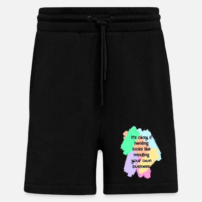 Healing Boundaries Slogan - Short bio décontracté fabriqué en UE - SOLID BLACK
