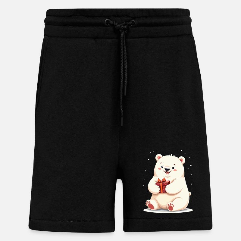 Niedlicher Eisbär mit Geschenkillustration - Shorts - made by SPREAD - SOLID BLACK