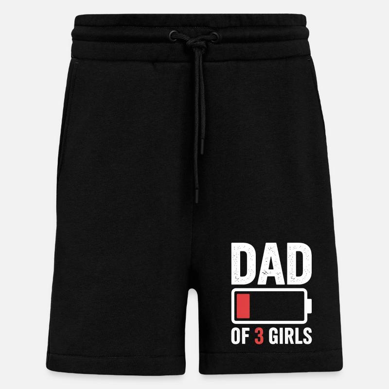 Papa de 3 filles Batterie faible - Short bio décontracté fabriqué en UE - SOLID BLACK