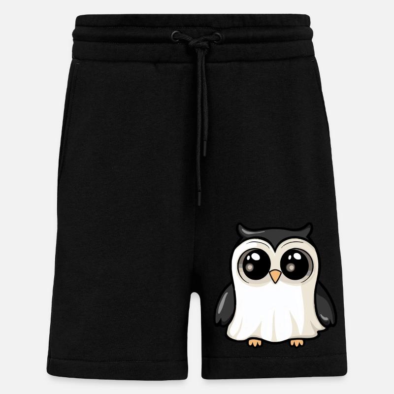 Owl Halloween Comic Ghost - Shorts - made by SPREAD - SOLID BLACK
