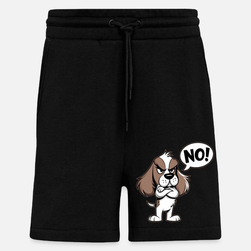 Cocker Spaniel disant "Non ! - Short bio décontracté fabriqué en UE - SOLID BLACK