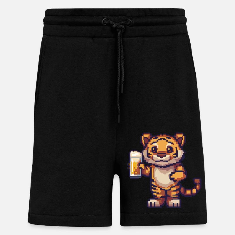 Tiger Pixel Bier - Shorts - made by SPREAD - SOLID BLACK