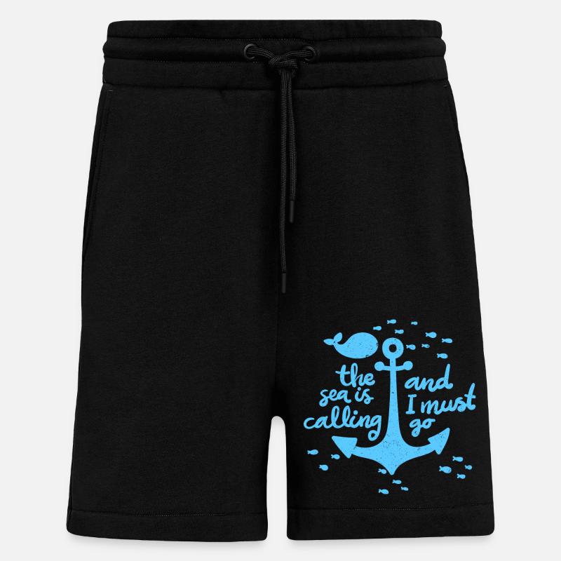 Graphique maritime - Short bio décontracté fabriqué en UE - SOLID BLACK
