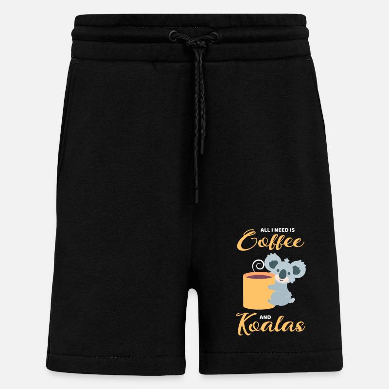 Les koalas et le café - Short bio décontracté fabriqué en UE - SOLID BLACK