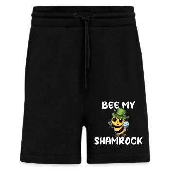 Abeille mignonne Leprechaun Goblin disant trèfle - Short bio décontracté fabriqué en UE - SOLID BLACK - Devant