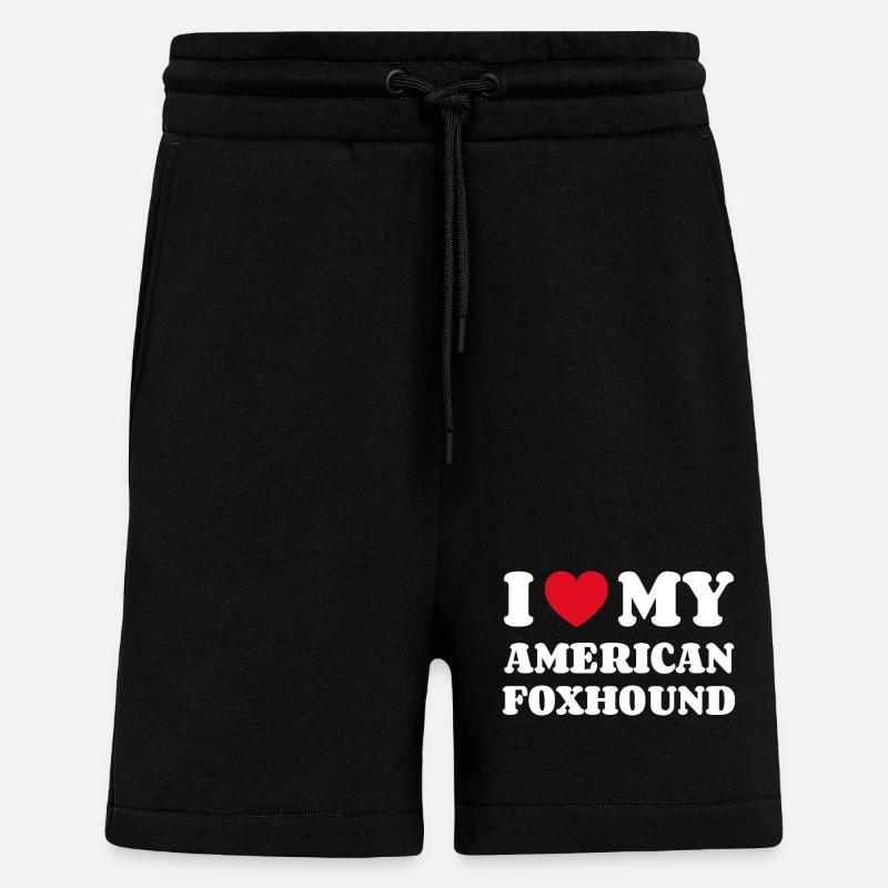 J'aime mon Foxhound américain - Short bio décontracté fabriqué en UE - SOLID BLACK