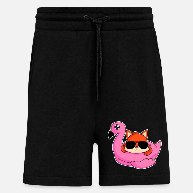Fuchs im Flamingo - Design - Shorts - made by SPREAD - SOLID BLACK