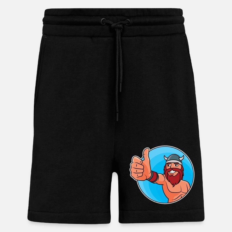 Vikings - pouce levé - Short bio décontracté fabriqué en UE - SOLID BLACK