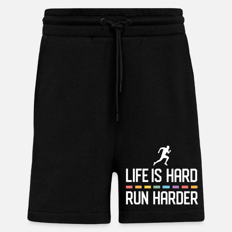 Life is Hard. Run Harder. - Shorts - made by SPREAD - SOLID BLACK