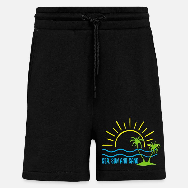 Mer, soleil et sable - Short bio décontracté fabriqué en UE - SOLID BLACK