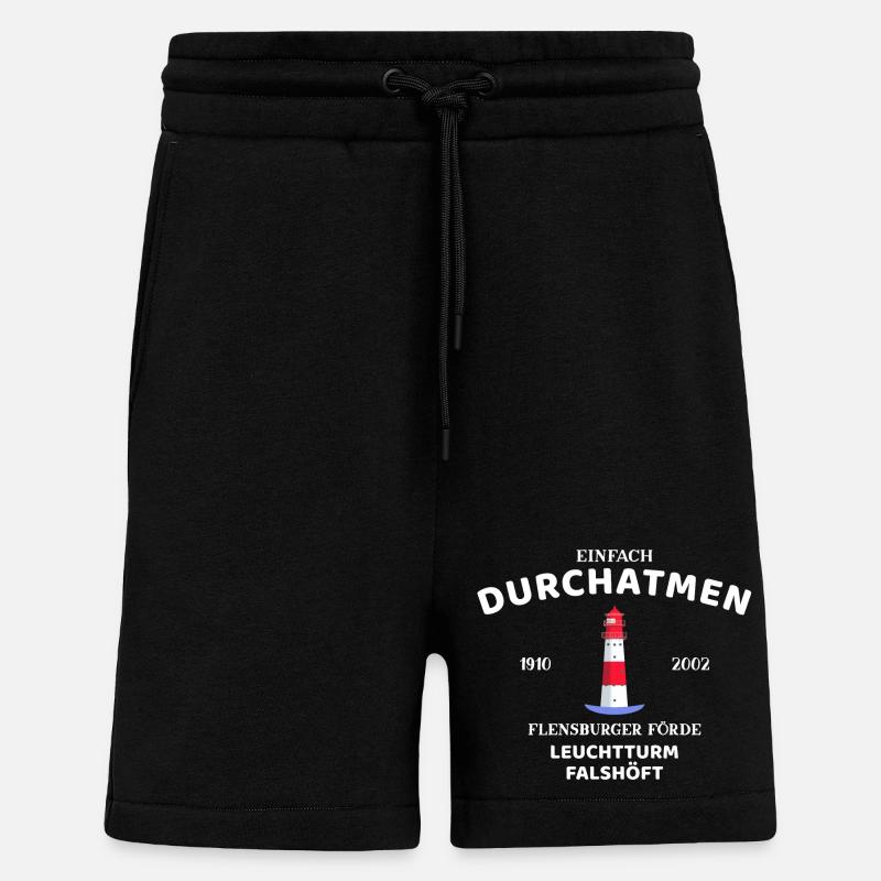 Flensburger Förde, Leuchtturm Falshöft, Durchatmen - Shorts - made by SPREAD - SOLID BLACK