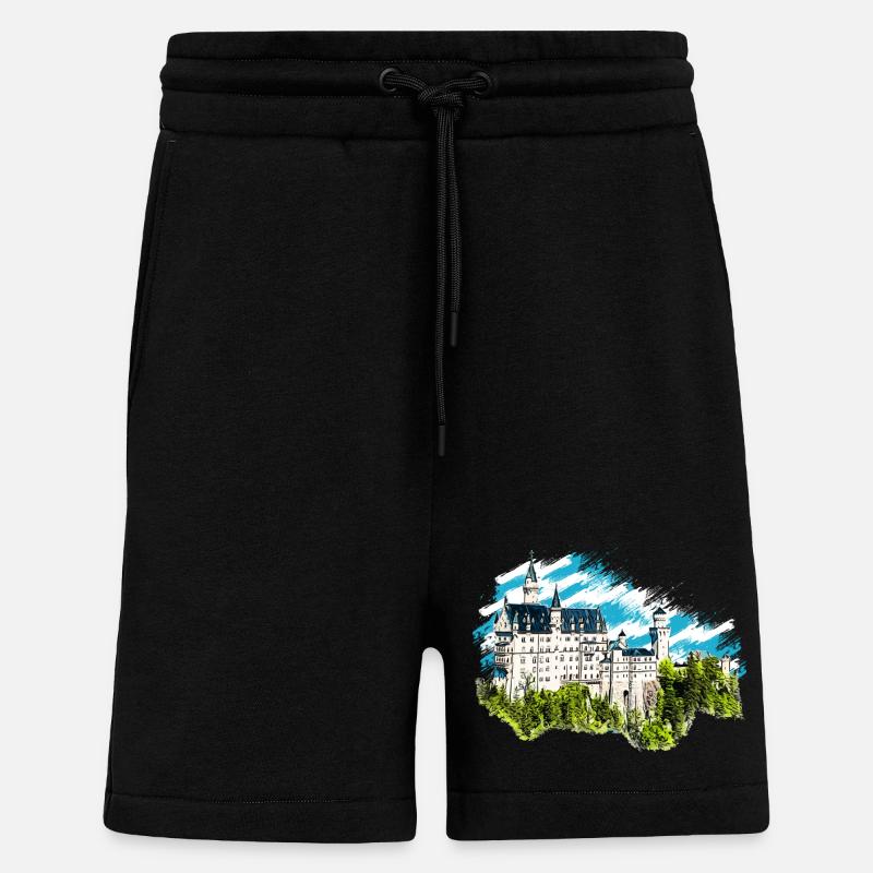 Château de Neuschwanstein - Short bio décontracté fabriqué en UE - SOLID BLACK