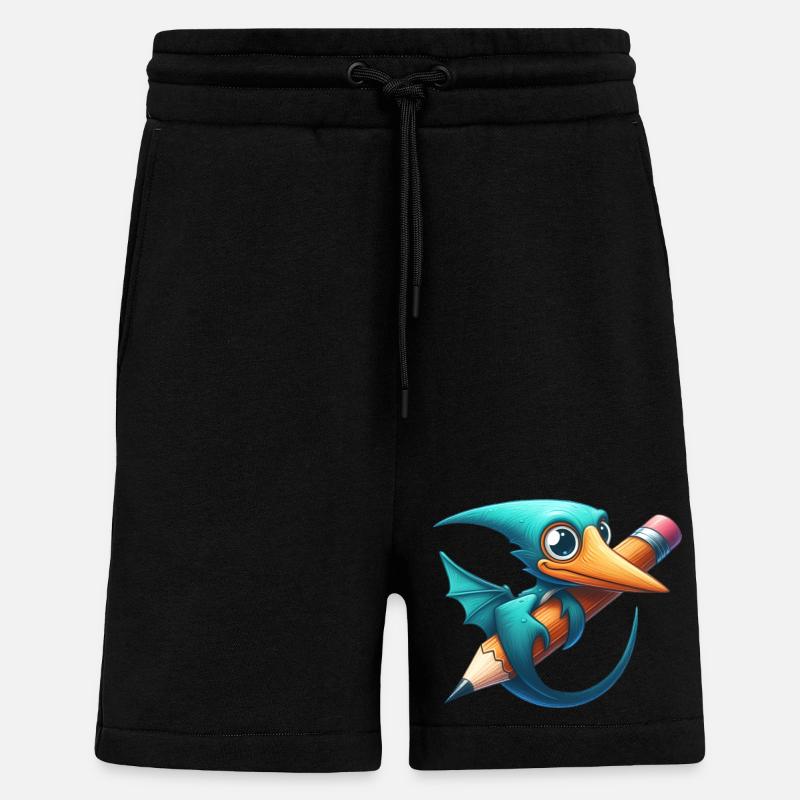 Crayon Ptérodactyle Kawaii Ptérosaure Dino - Short bio décontracté fabriqué en UE - SOLID BLACK