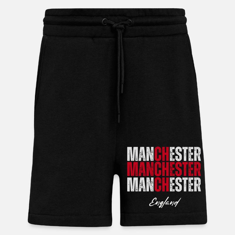 Manchester England, British Pride - Shorts - made by SPREAD - SOLID BLACK