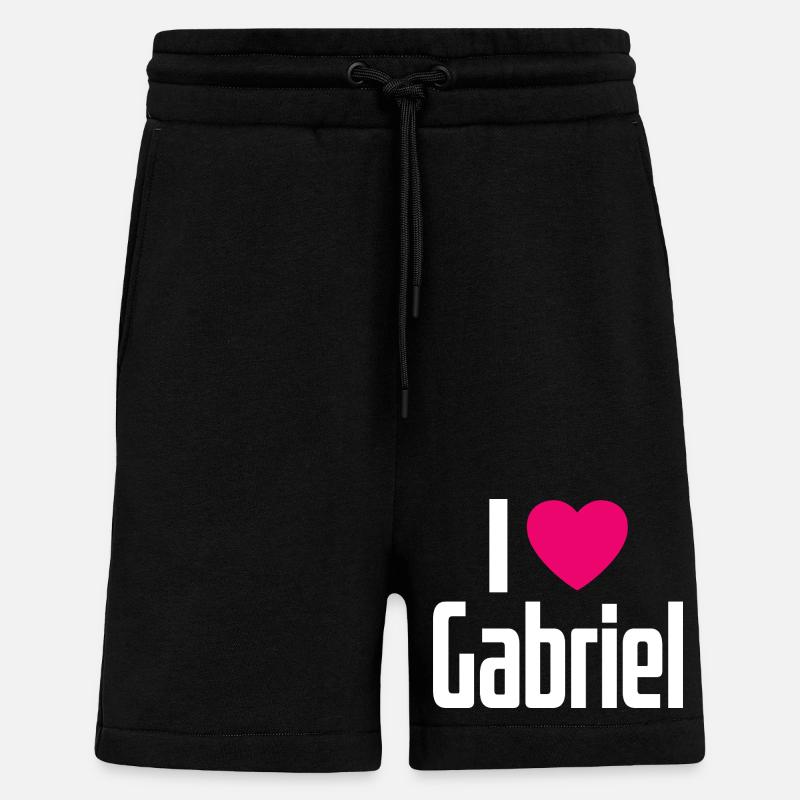 J’aime Gabriel Cœur Rose J’aime Gabriel - Short bio décontracté fabriqué en UE - SOLID BLACK