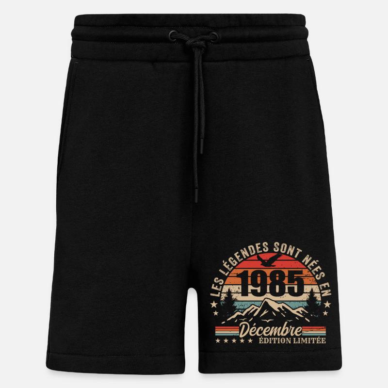 Rétro Décembre 1985 - Cadeau 40 Ans - Short bio décontracté fabriqué en UE - SOLID BLACK