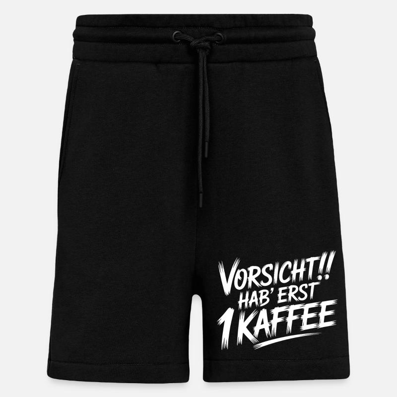 Caution First 1 coffee - Shorts - made by SPREAD - SOLID BLACK