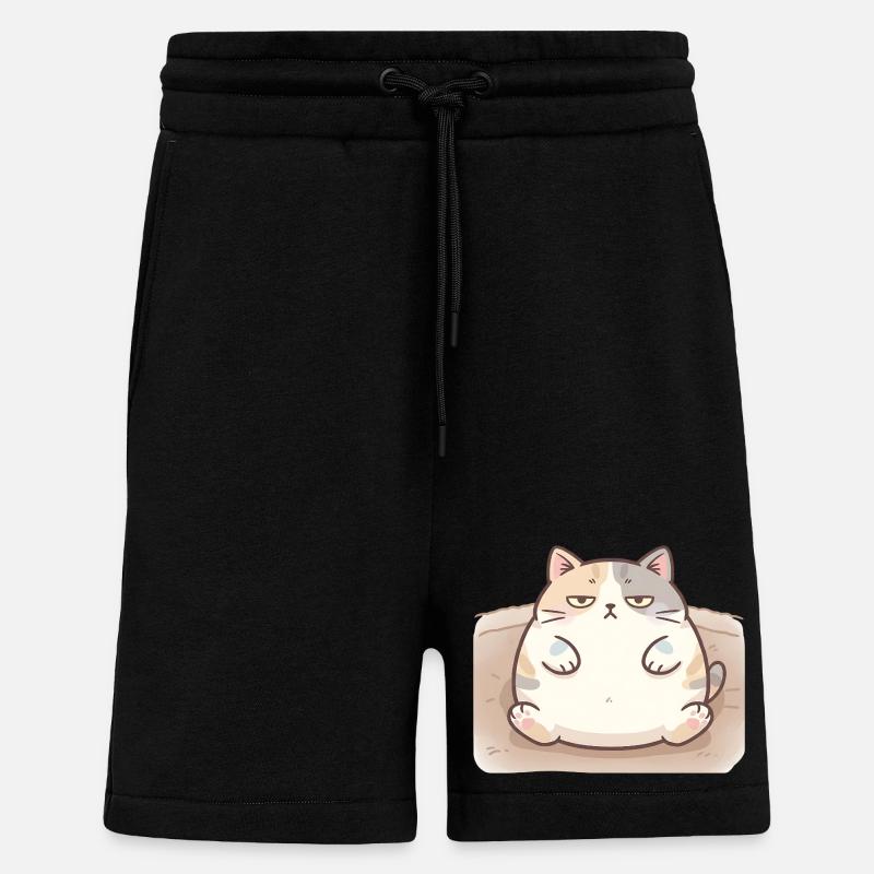 Flauschige dicke Katze in Stillpose - Shorts - made by SPREAD - SOLID BLACK