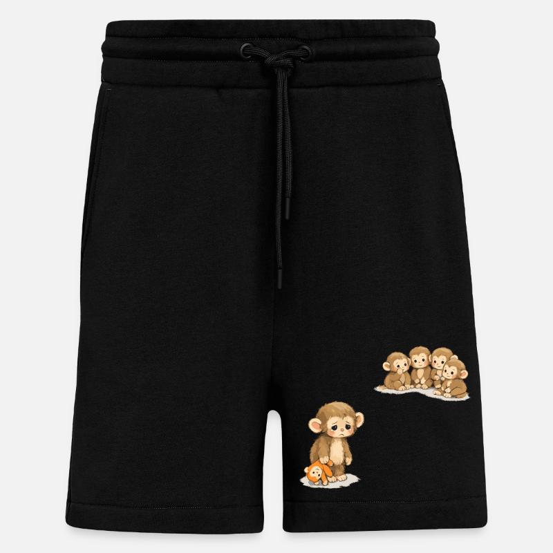 Baby Monkey Punch - Viral Sad Monkey - Shorts - made by SPREAD - SOLID BLACK
