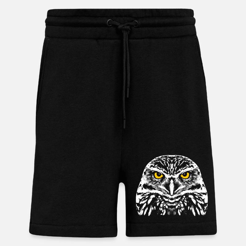 Owl with shining eyes - Shorts - made by SPREAD - SOLID BLACK